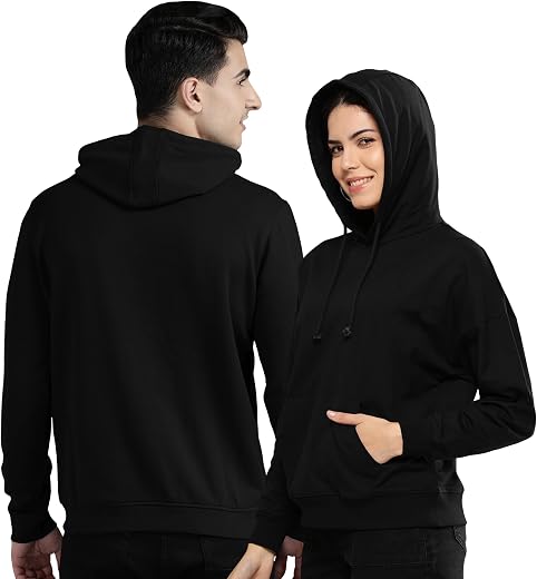 Twinny Zone Couple Combo Hoodies | Fleece Cotton Hooded Sweatshirts for Men and Women (Regular Fit | PlainHoodieCoupleDTG2)