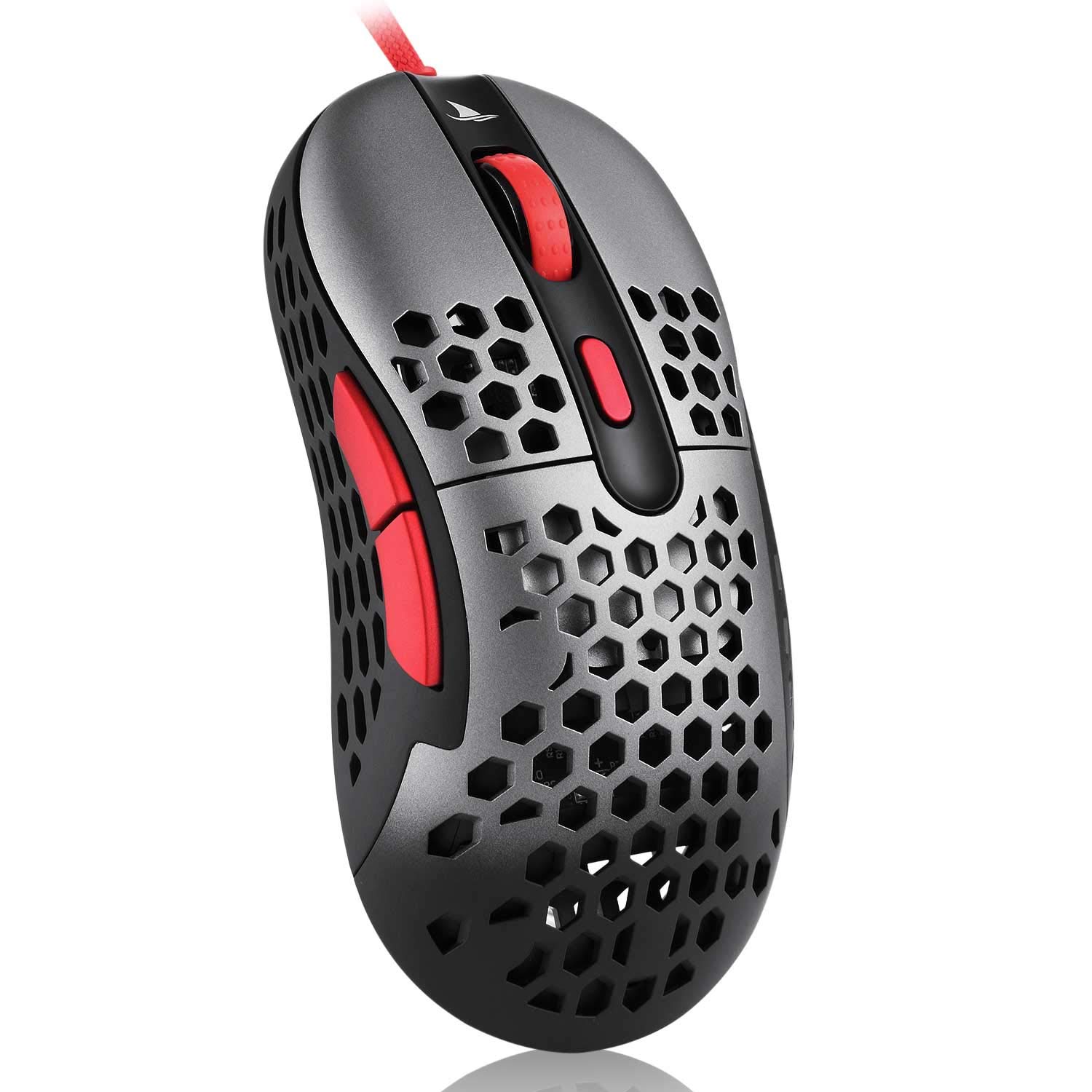 Darmoshark N1 Gaming Mouse with Lightweight Honeycomb Shell, Ultralight Ultraweave Cable PMW3389 Opt