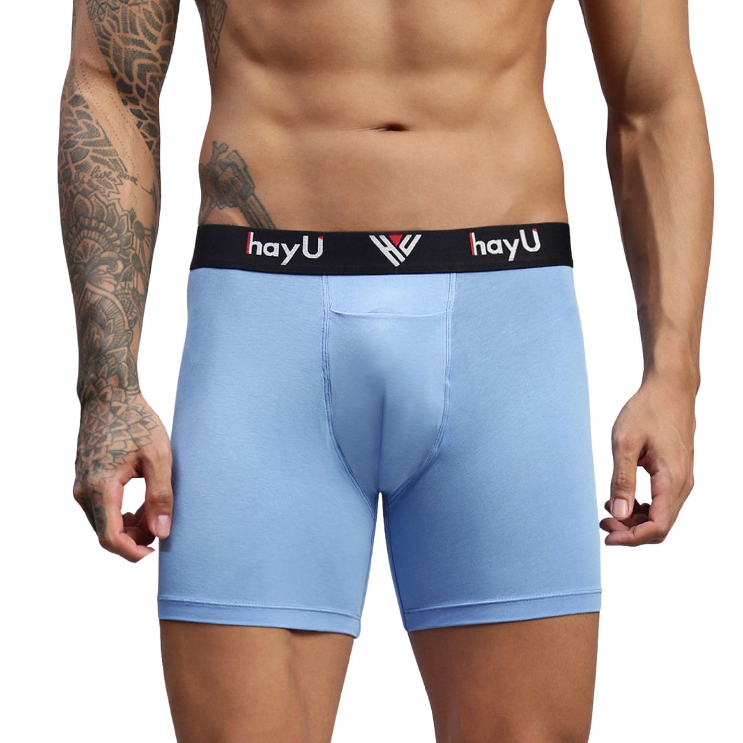 Sky Blue Men Cotton Blend Boxer Briefs-image-32