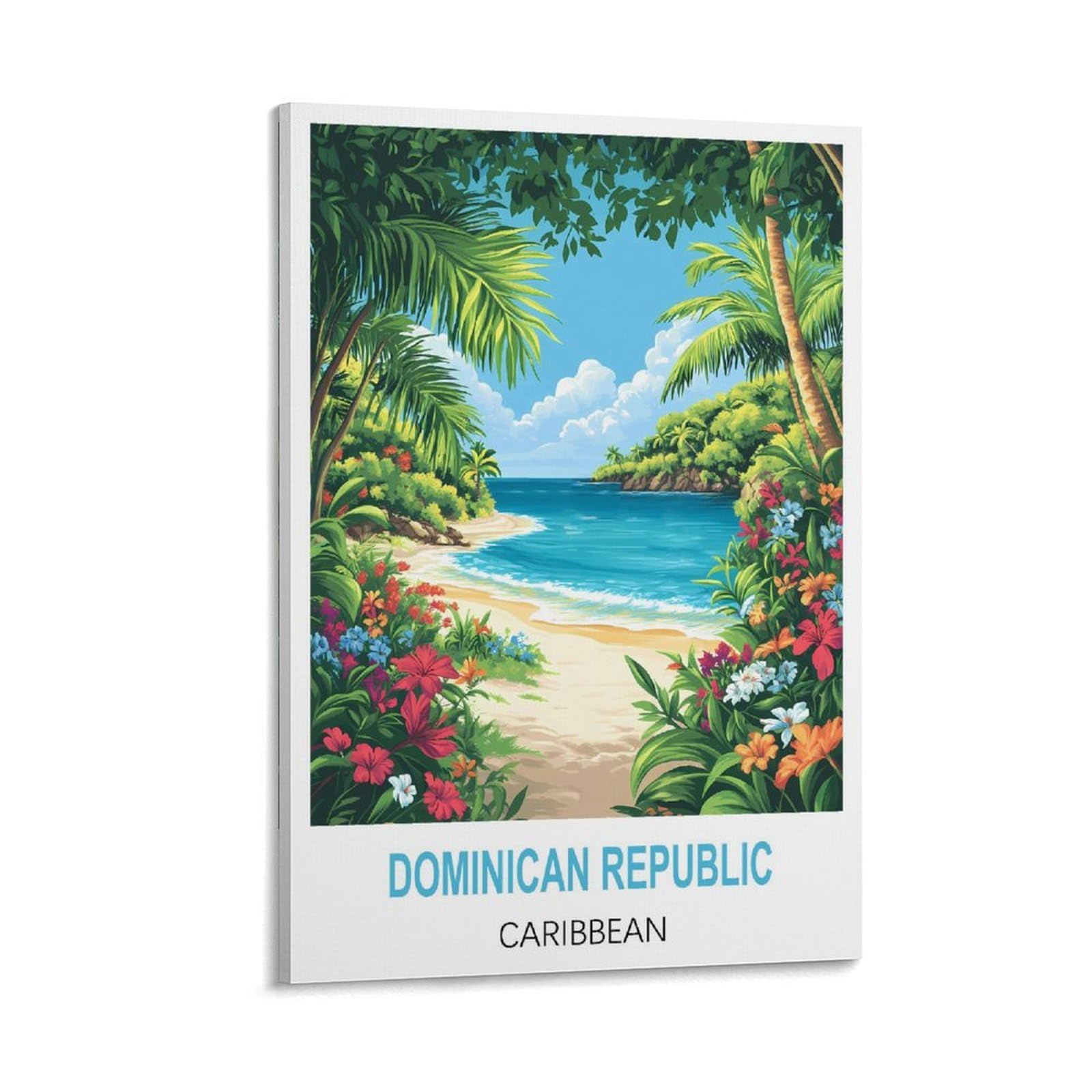 FJIWECWSQ Dominican Republic Caribbean Vintage Travel Poster 12x18inch(30x45cm) Canvas Wall Art Painting Prints