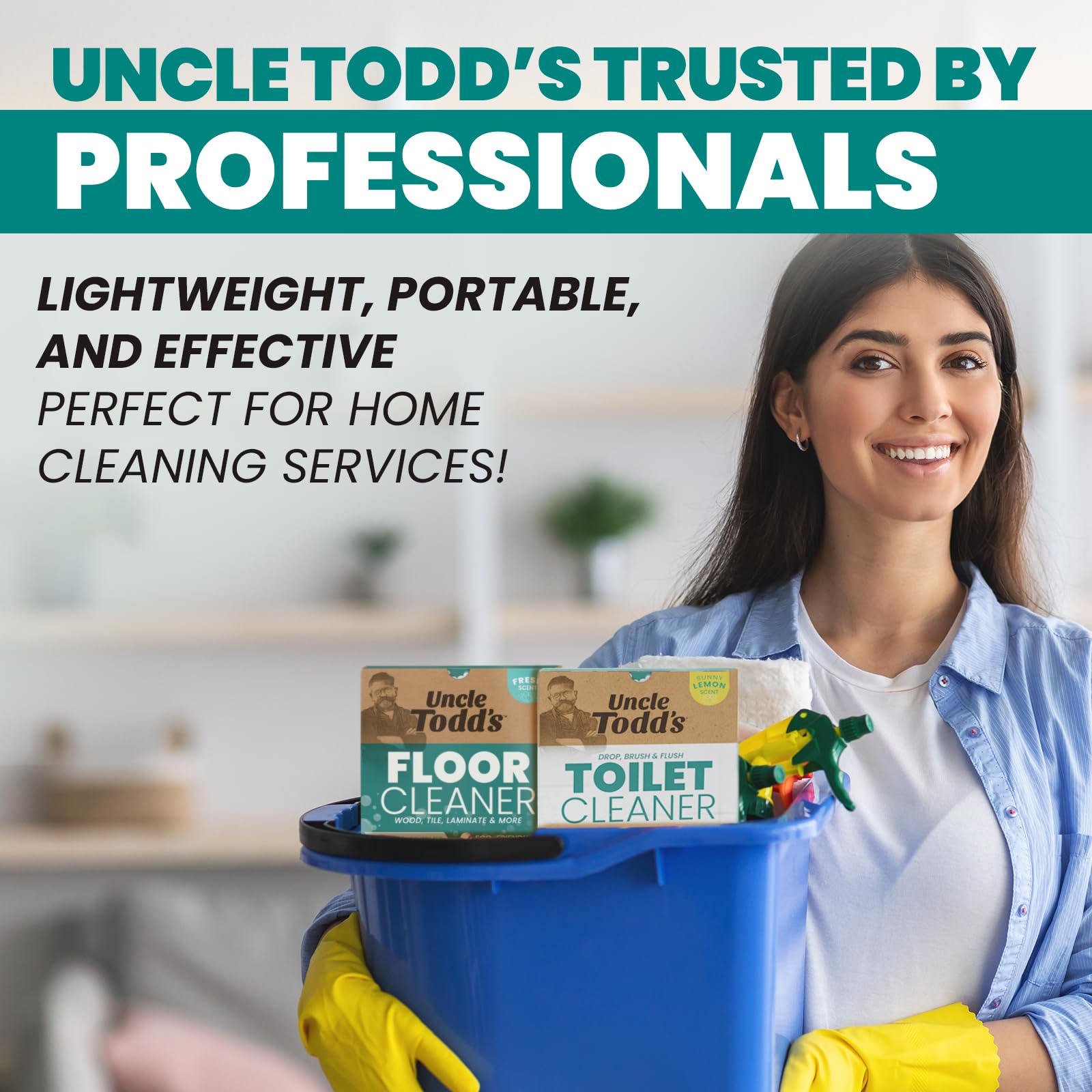 Uncle Todd's Limpiador de inodoro con aroma a limón, hojas 100 % solubles, ecológico, gota, cepillo y descarga - 30 hojas, embalaje sin plástico