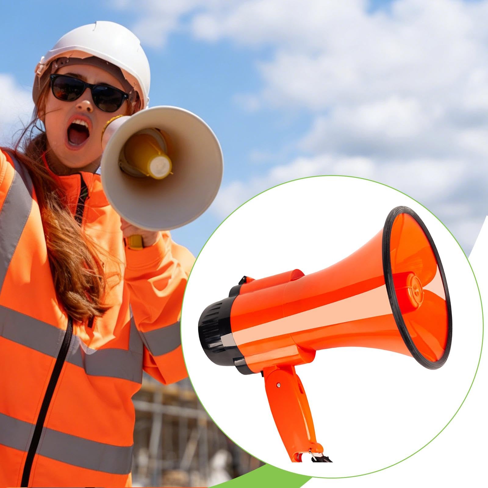 Mégaphone Portable avec Sirène et Enregistreur, Conception Compacte en Polypropylène, Idéal pour Les Situations d'urgence, Les Annonces Publiques