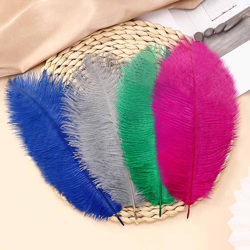 Miniatura 6 de Hollosport 30 plumas de avestruz verde a granel de 10 a 12 pulgadas, plumas naturales suaves para centros de mesa del Gran Gatsby y fiesta de boda,