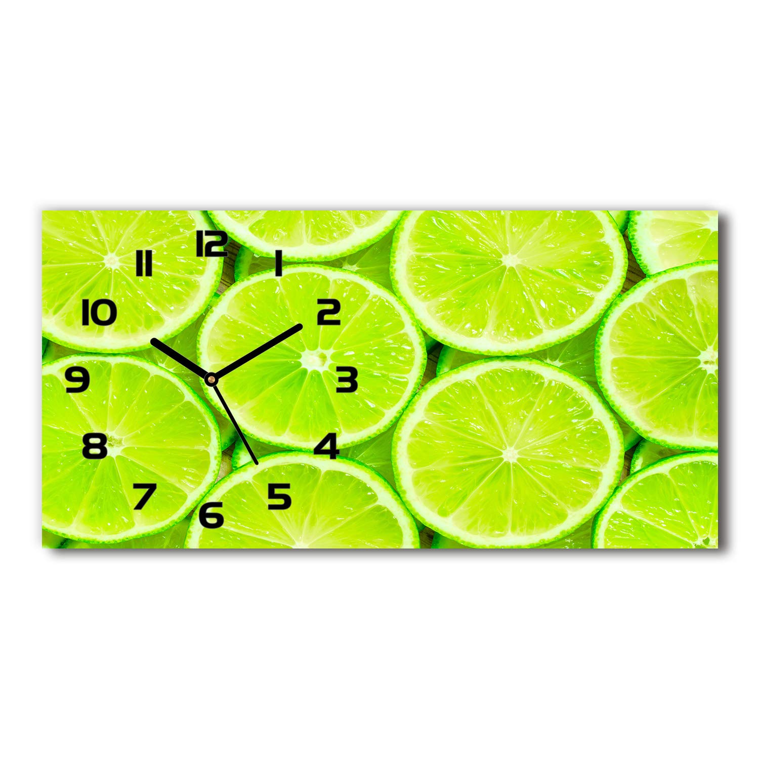 Horloge Silencieuse en Verre 60x30 cm Tulup | Pendule Design Noir Citrons