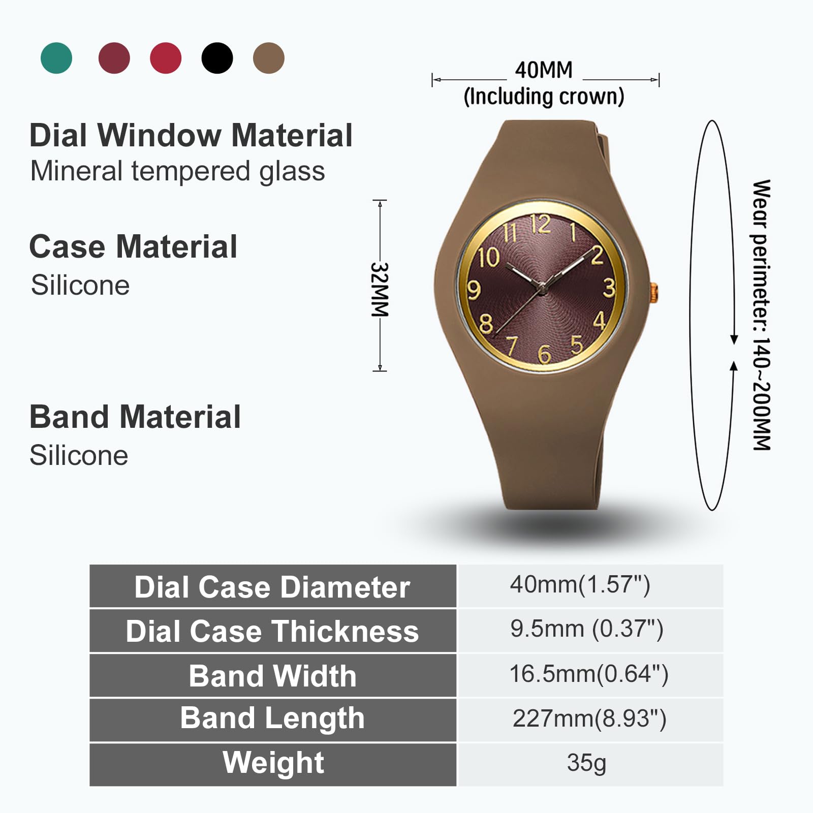 Reloj de pulsera para mujer, analógico, de cuarzo, correa de silicona, resistente al agua, 5 ATM, luminoso, deportivo, para niños, niñas, jóvenes, mujeres, relojes de números grandes, analógicos,