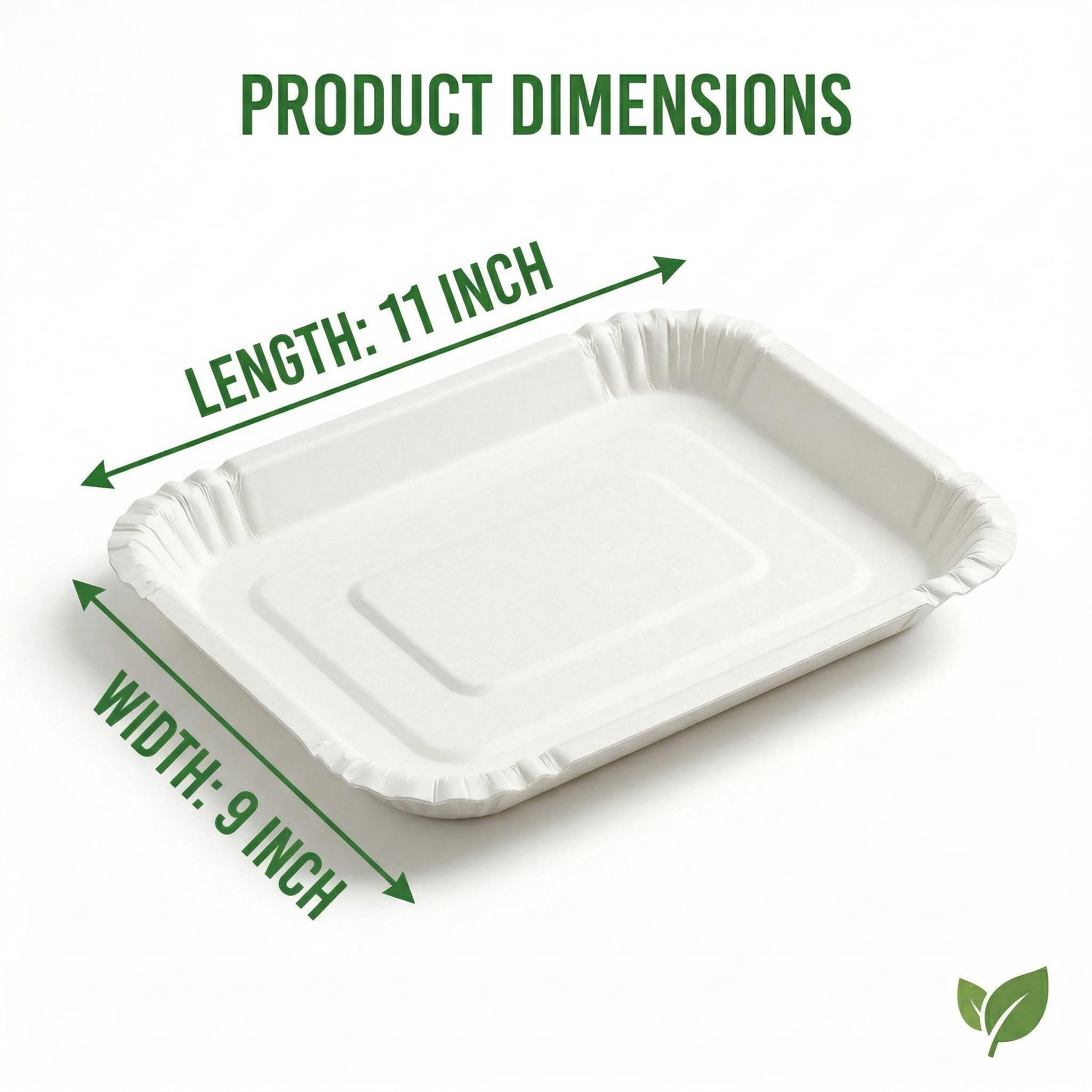 Eco Mary Disposable Paper Plates | 11×9 Inch - Pack of 50 | Rectangular Eco-Friendly Disposable Plates Big Size for Snacking & Everyday Use | Perfect for Parties, Picnics & Festive Occasions 1