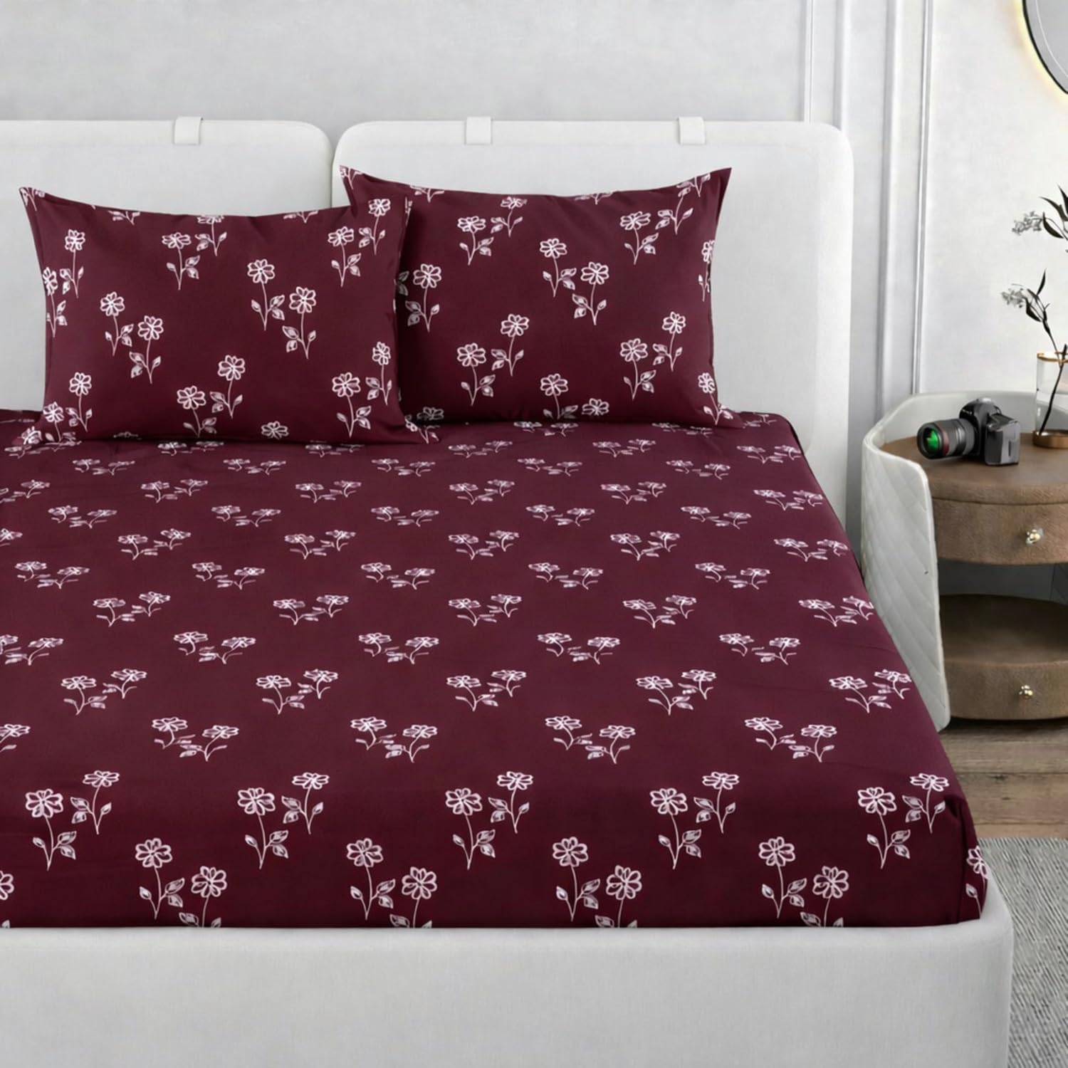 King Size Cotton Bedsheet - Floral, Soft & Breathable -11