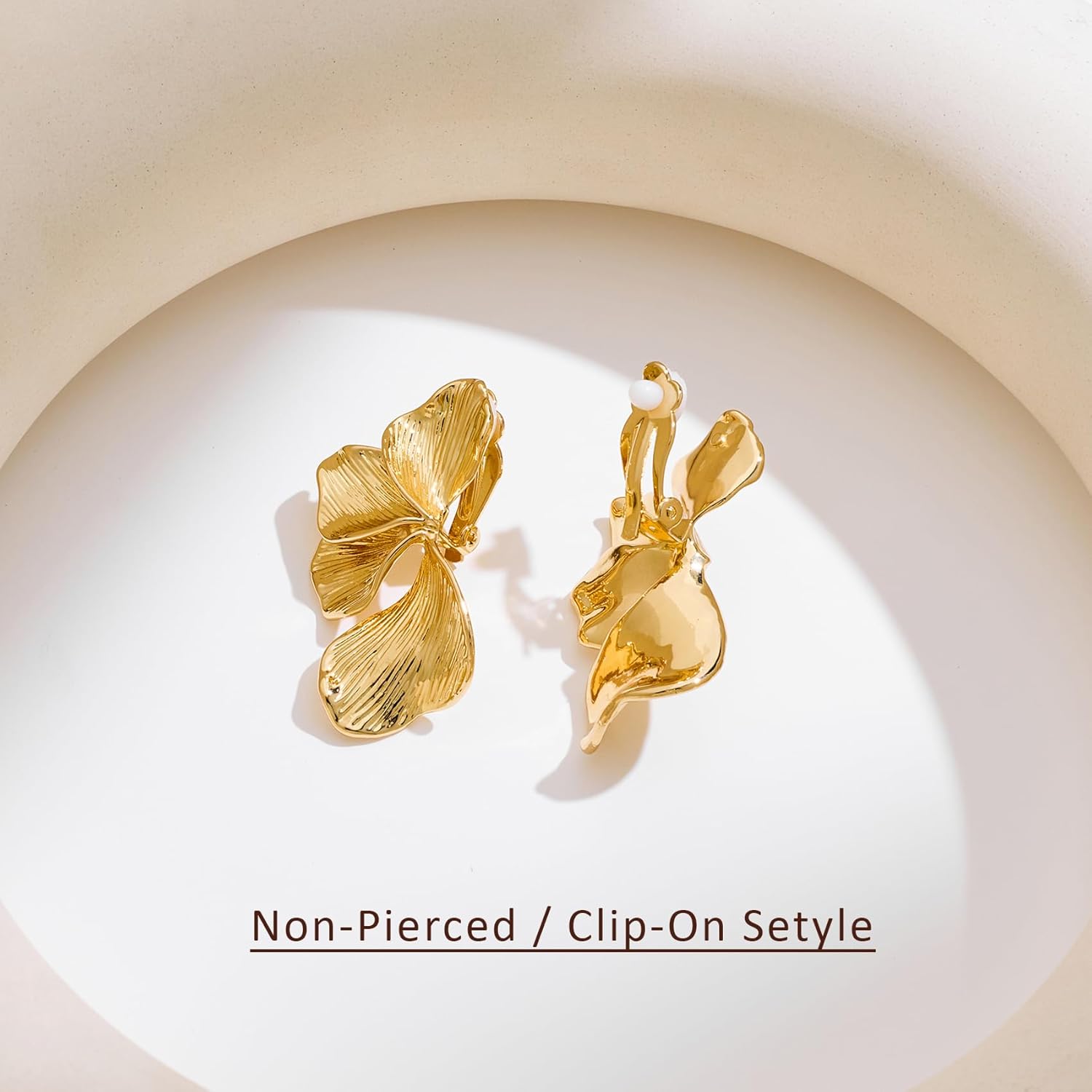 WOWORAMA Chunky Clip On Earrings for Women Vintage Flower Statement Earrings Large Floral Clips Dangle Earring Trendy Non Pierced Jewelry Gold/Silver - Image 7