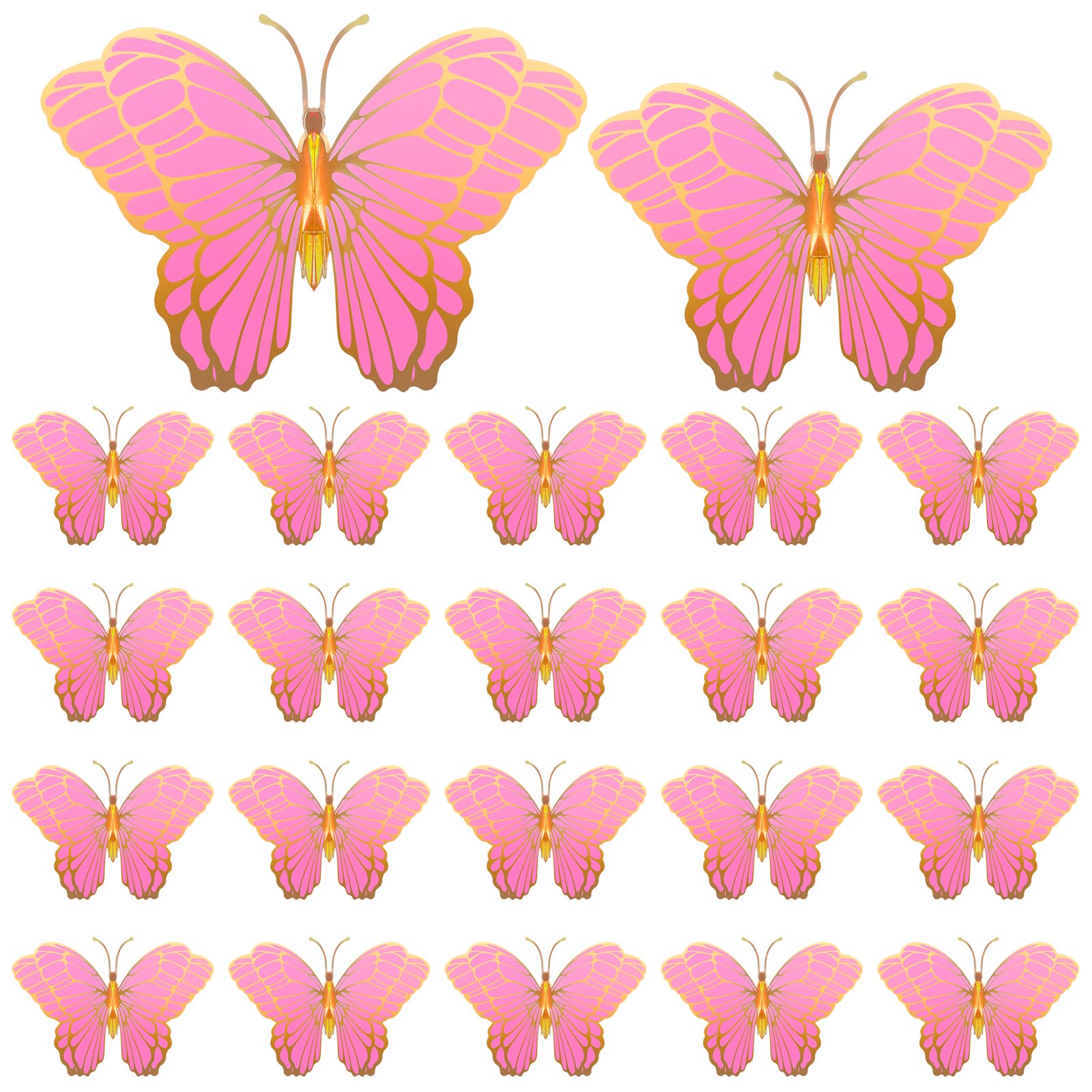 Wettarn 20 Pcs Butterfly Centerpieces for Tables Butterfly Party Decorations 3D Golden Table Toppers Centerpiece for Girl Party Birthday Baby Shower(