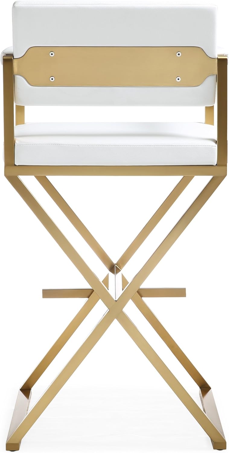 Tov Furniture Director Steel Barstool, Tall, White