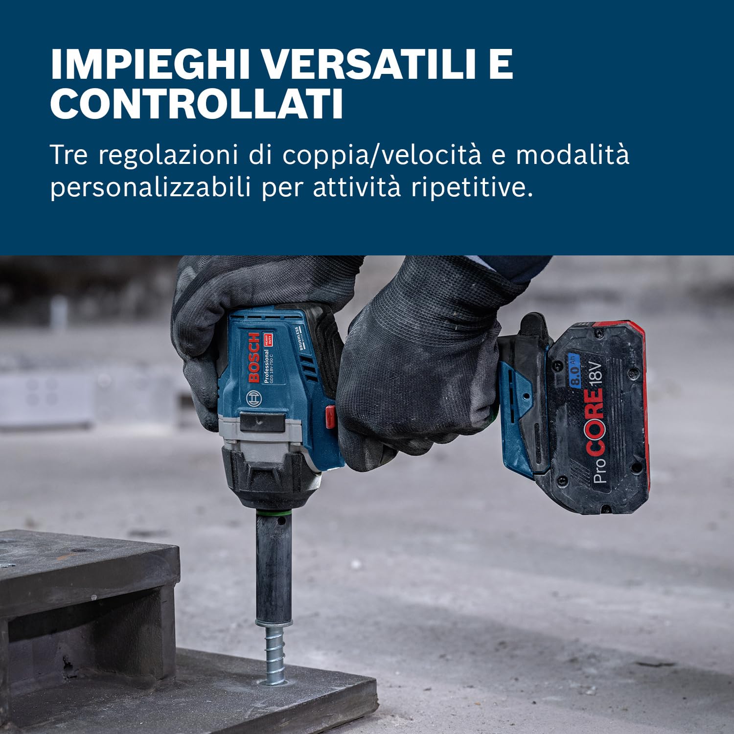 Bosch PRO HEAVY DUTY GDS18V-750 Avvitatore a massa battente 18V GBA 18 V 5,0 Ah, GAL18V-40, L-BOXX 136)