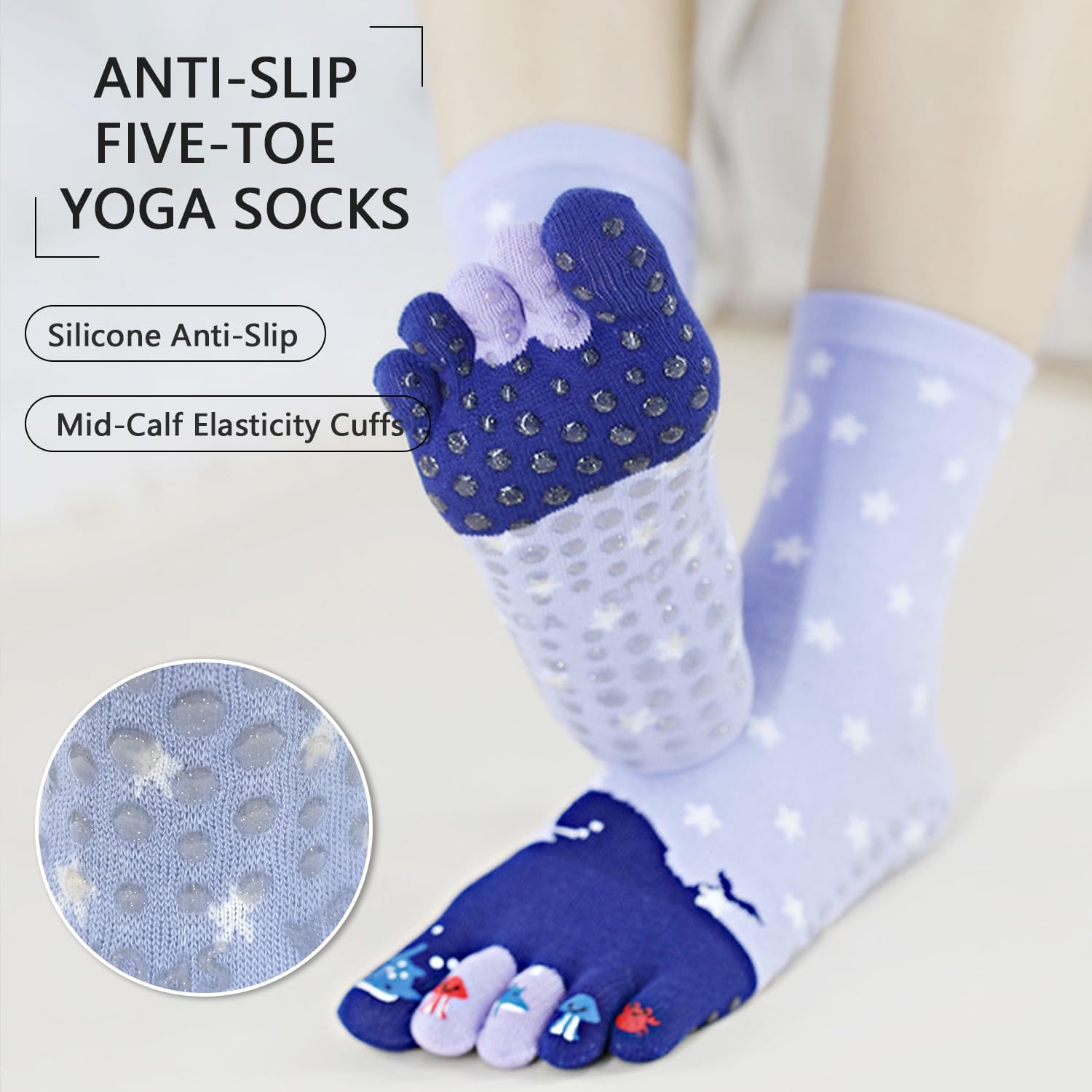 Calze Antiscivolo Per Yoga E Fitness - 4 Paia Con Grip In Silicone, Taglia Unica - Foto 8