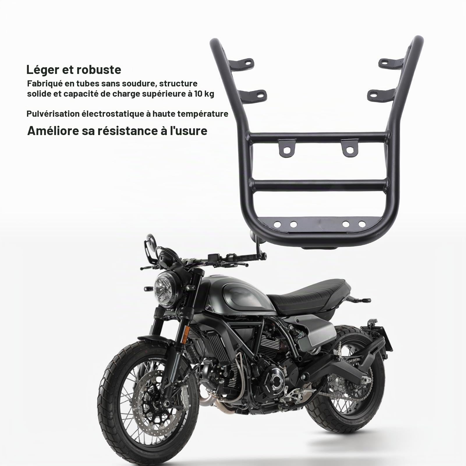 Ausla Support de Bagages Arrière Porte-cargo pour Scrambler 800 2023-2025, Support Haute Résistance avec capacité de 10 Kg, Tubes sans soudure.