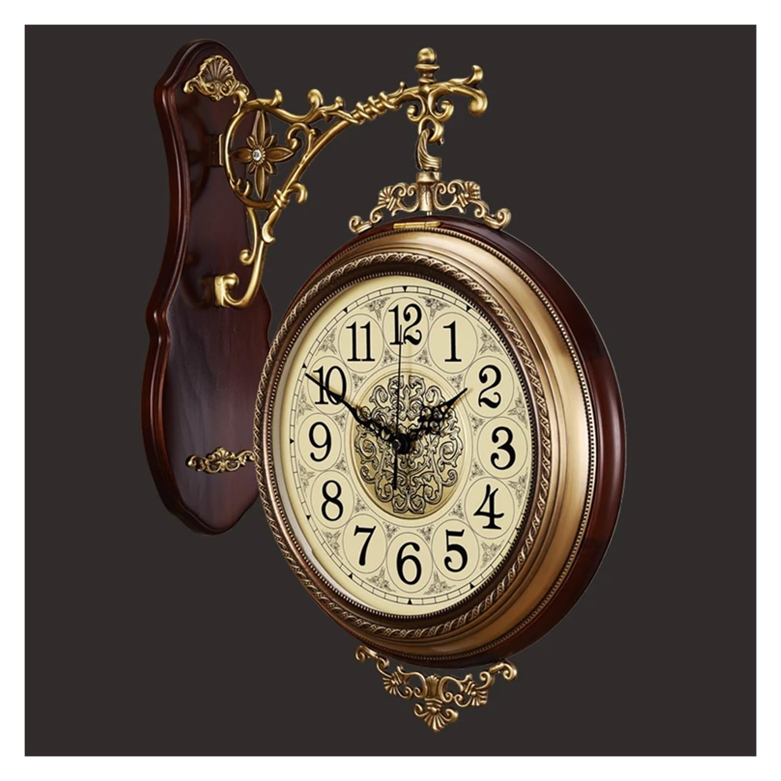 Orologio Da Parete Al Quarzo Bifacciale Semplice In Rame Artistico Creativo Reloj Pared Decorativo Decorazione Della Casa Display Nitido(Style4)