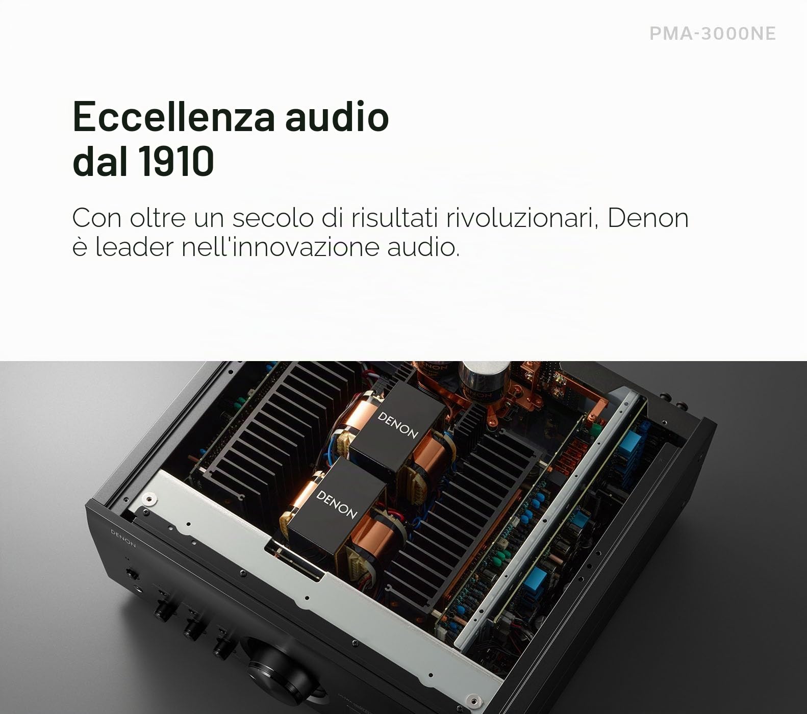 Denon Amplificatore integrato PMA-3000NE (80W x 2-Ch), argento, versatile amplificatore stereo domestico con elaborazione Ultra AL32 di settima generazione, preamplificatore phono MM/MC, modalità