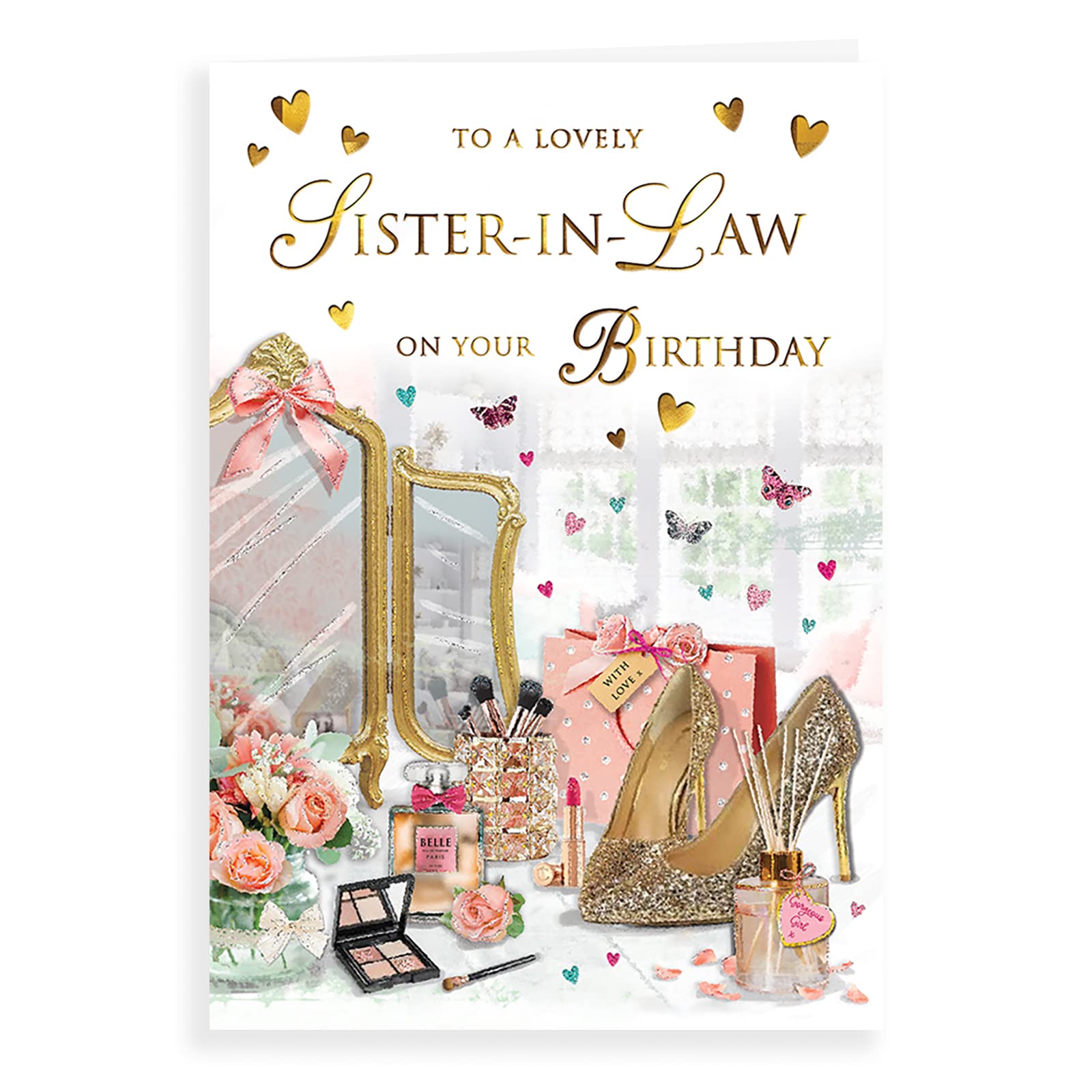 Piccadilly Greetings Group Ltd Regal Publishing Traditional Birthday Card Sister In Law - 9 x 6 inches,pink|white|yellow|brown|beige