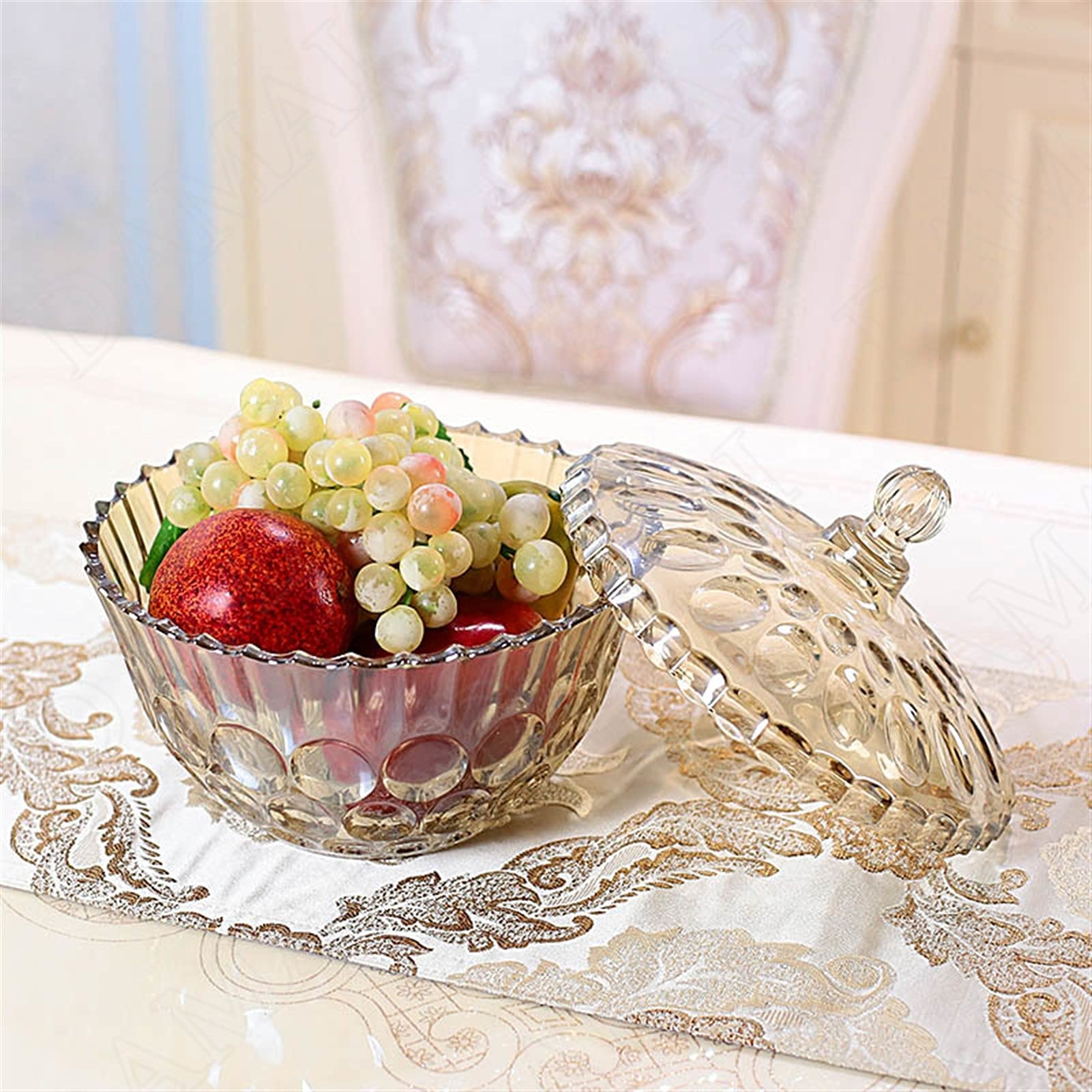 Botes para Alimentos Tarjetas de cristal de cristal con forma de tuerca de tierras Caramelo Tarro de caramelo Tanques de galletas Pote de azúcar Mesa de centro de mesa de escritorio Bandeja de frutas