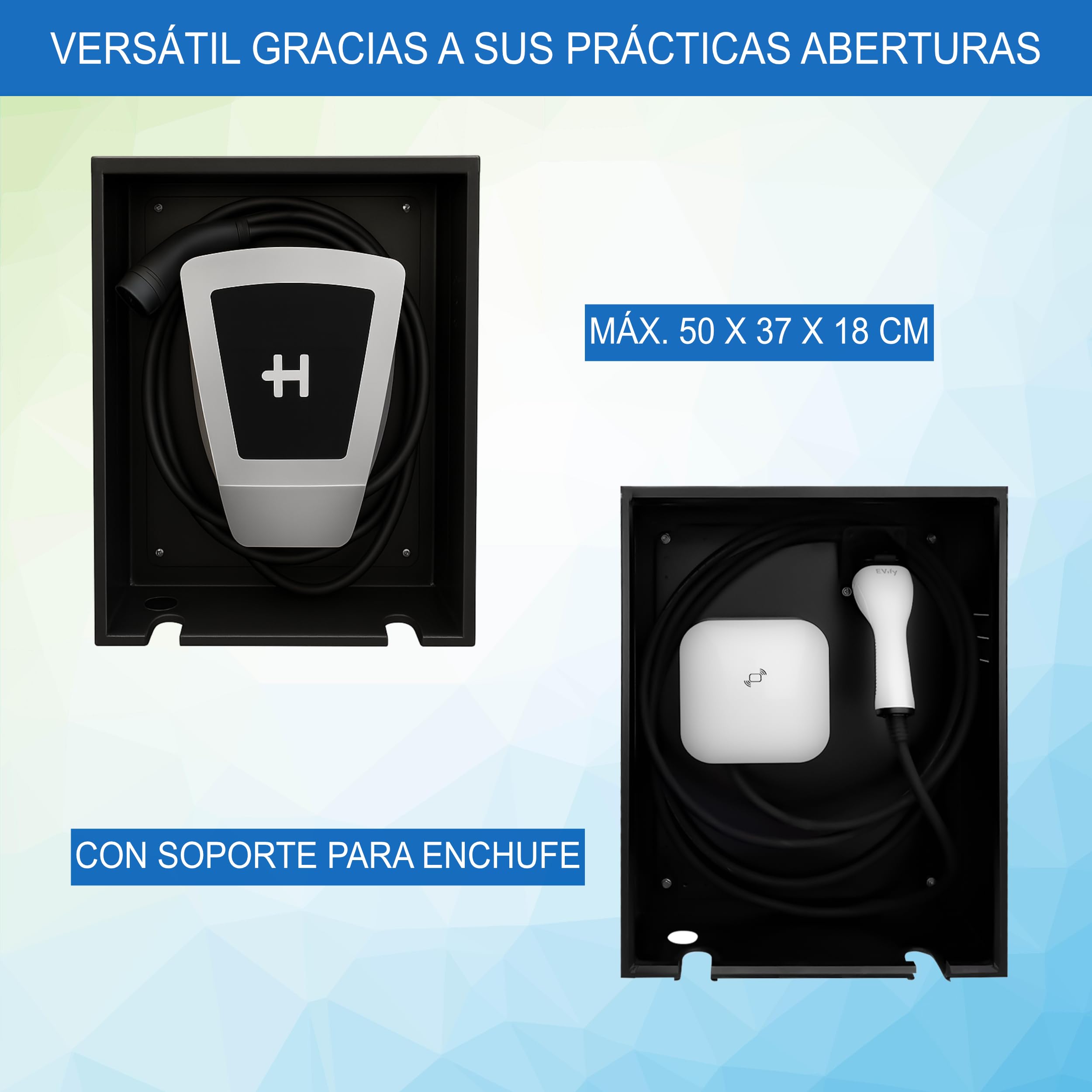Armario de protección climática para Wallbox con soporte para cables - Caja de protección para Wallbox - Protección contra lluvia, nieve, polvo y UV para estación de carga EV - Armario de