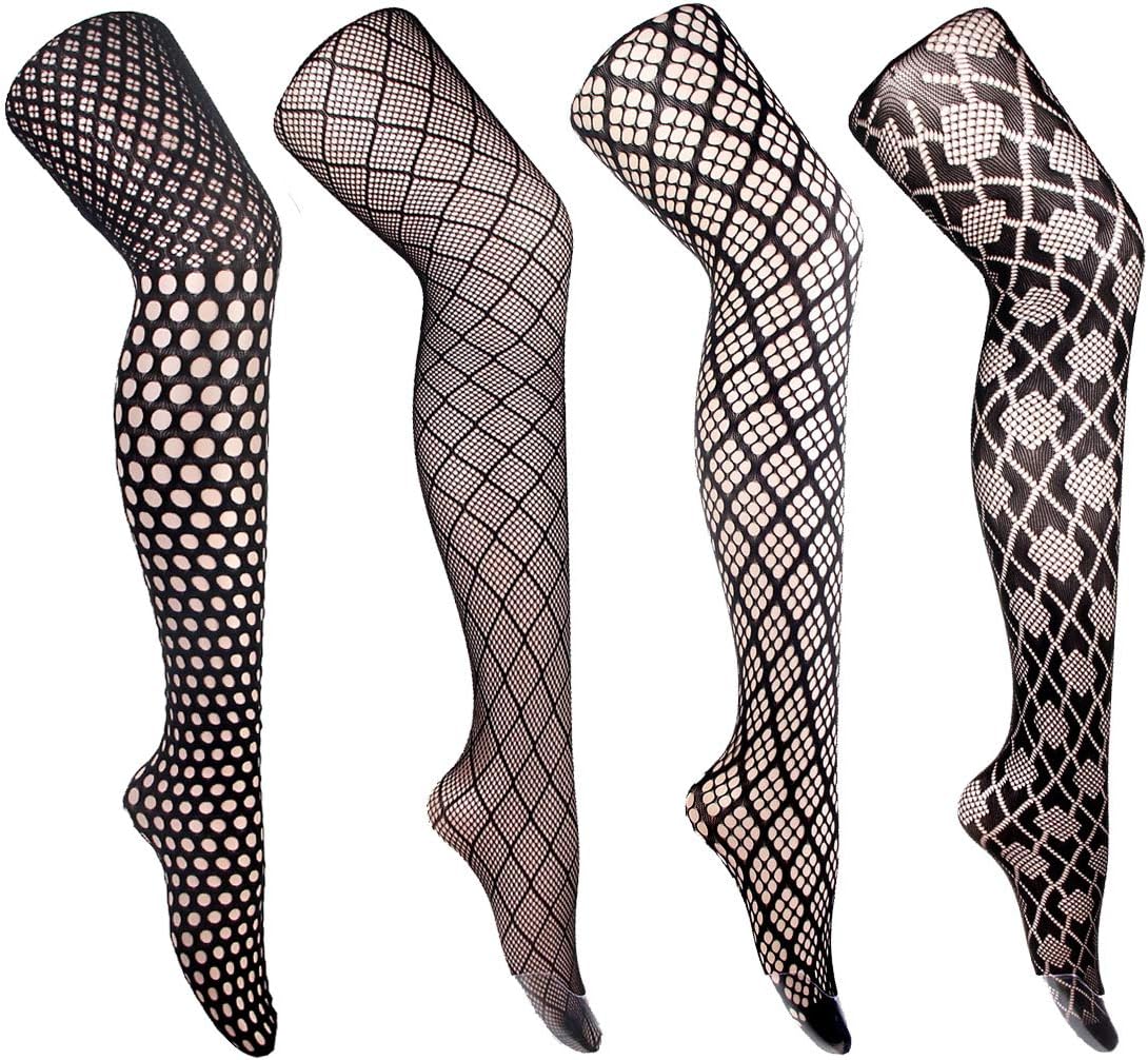 BundleMall4 Pairs Womens Tights Fishnet Pantyhose Stocking