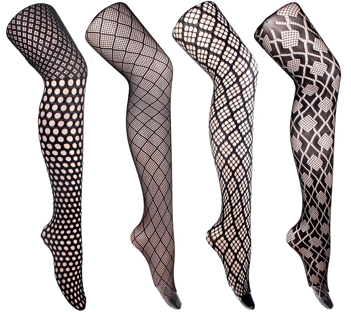 BundleMall4 Pairs Womens Tights Fishnet Pantyhose Stocking