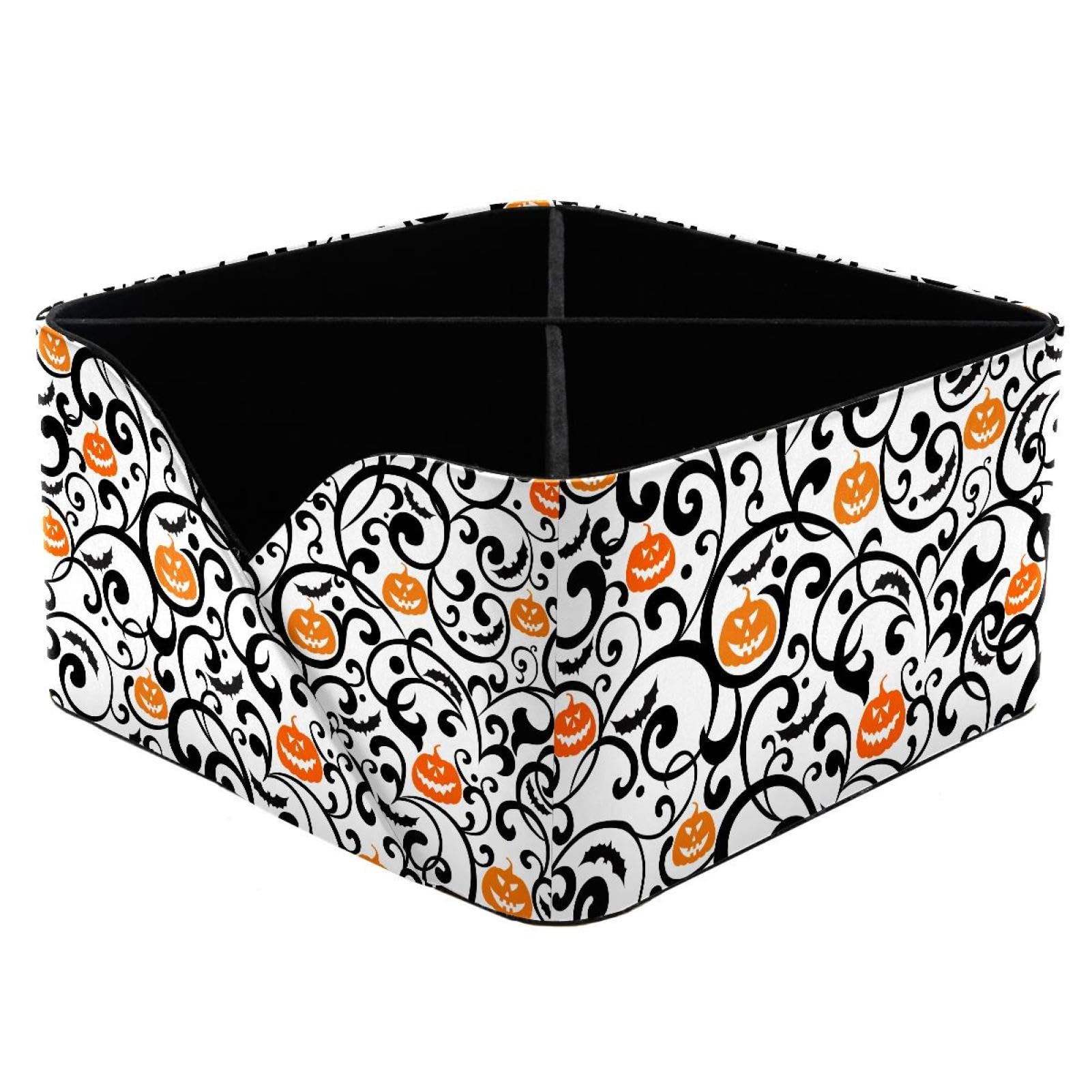 KengjuTesu Halloween Pumpkins Desktop Organizer Pen Holder, Rectangular Pencil Cup for Office, Study and Makeup Stations