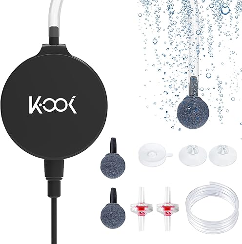 GuDoQi Bomba de aire para acuario, mini bomba de oxígeno ultra silenciosa de 1 vatio, potente kit aireador de aire para peceras de 1 a 15 galones,