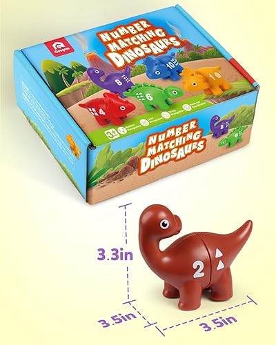 Miniatura 7 de Coogam Juego de números a juego, 10 unidades, 123 juguetes de dinosaurio contando, educativos, preescolar, Montessori, habilidades motoras finas,