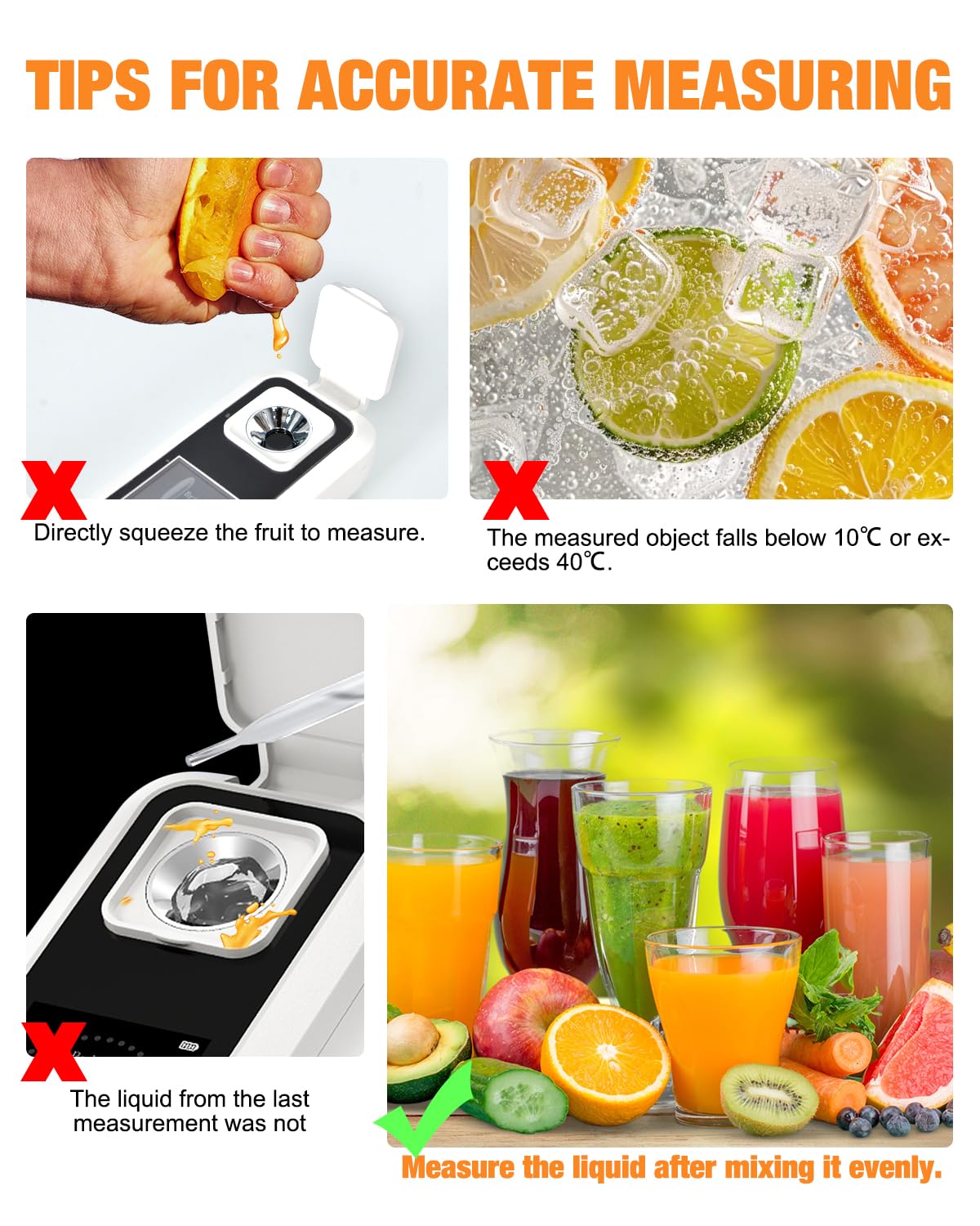 Digitaler Brix Refraktometer, Zucker Refraktometer Bereich 0-32% Brix ±0.2% Präzision Automatische Temperaturkompensation Elektronische Brix Obstzucker Messgerät für Obst, Säften, Gemüse