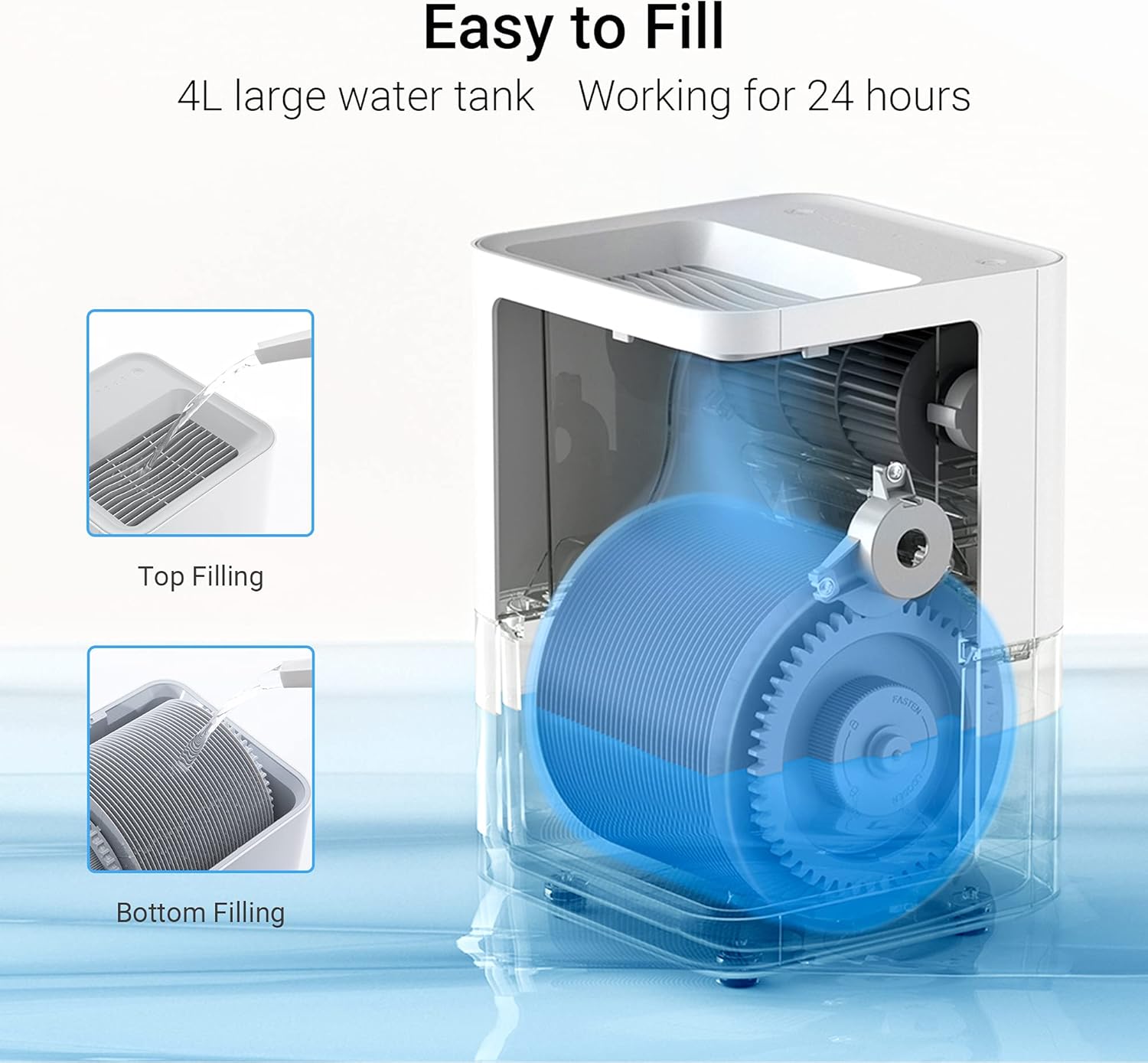 Diagram showing top and bottom filling methods for smartmi humidifier