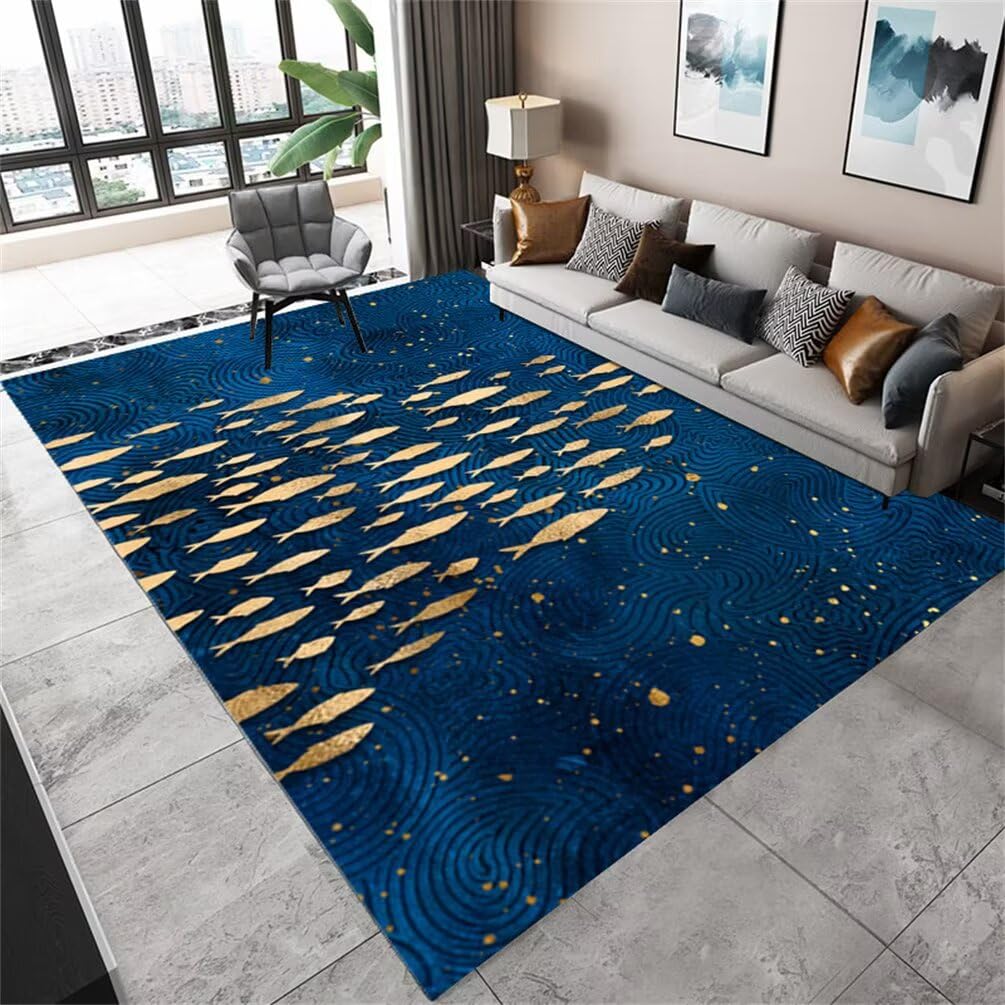 Tapis de couloir sol gaming bleu et jaune 60x90cm entree exterieur salon