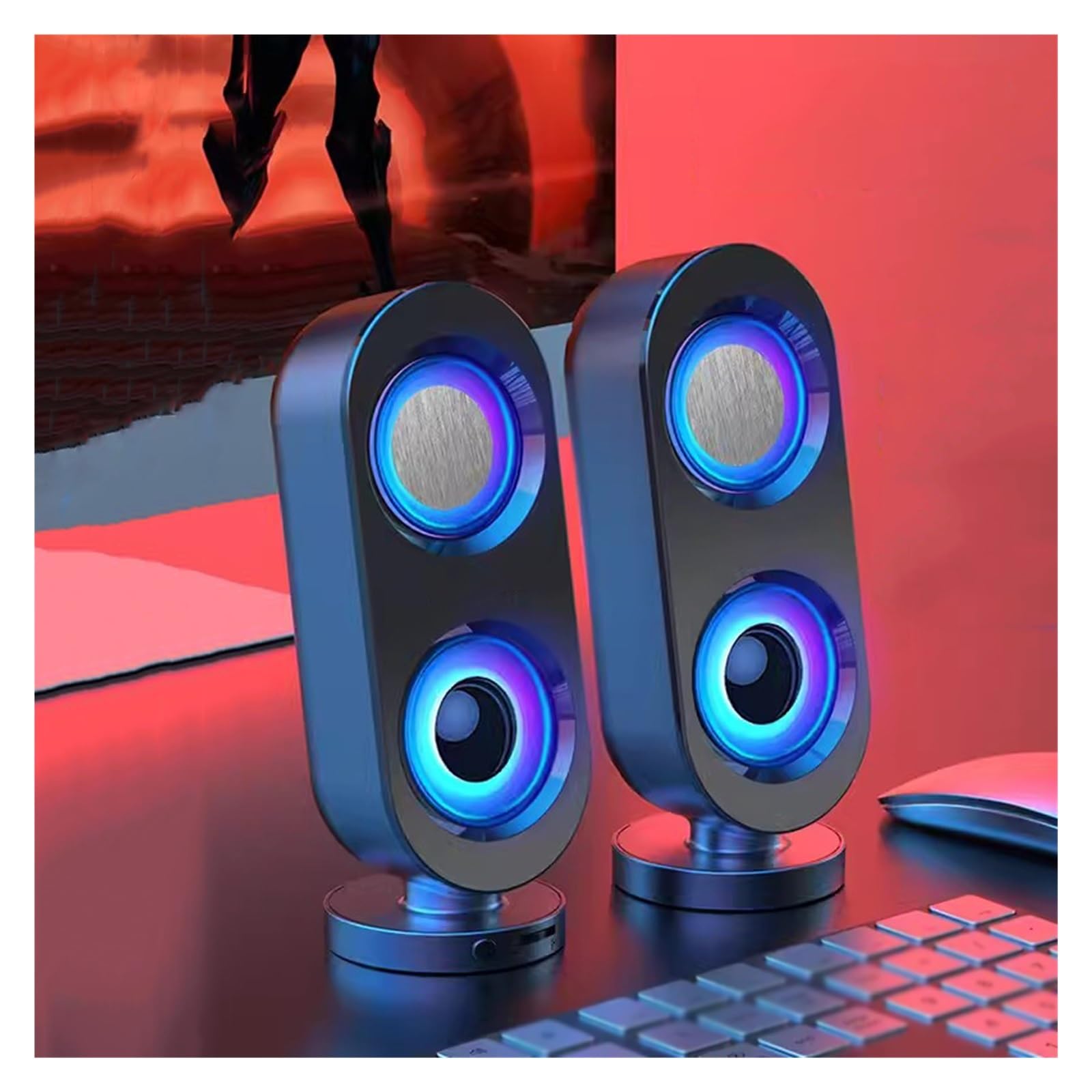 Piccolo subwoofer da tavolo, audio for computer, piccolo altoparlante cablato for uso domestico da tavolo(3-Pack)