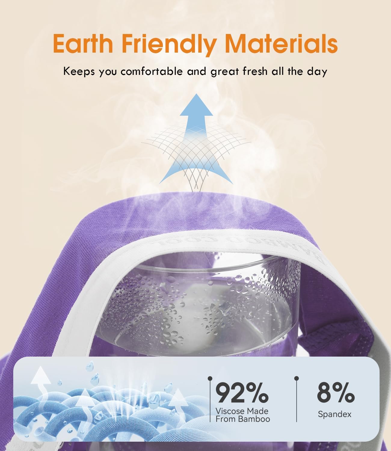 BAMBOO COOL Womens Underwear Soft Bikini High Cut Panties Stretch Moisture Wicking Panties for Women, 5-Pack - Image 3