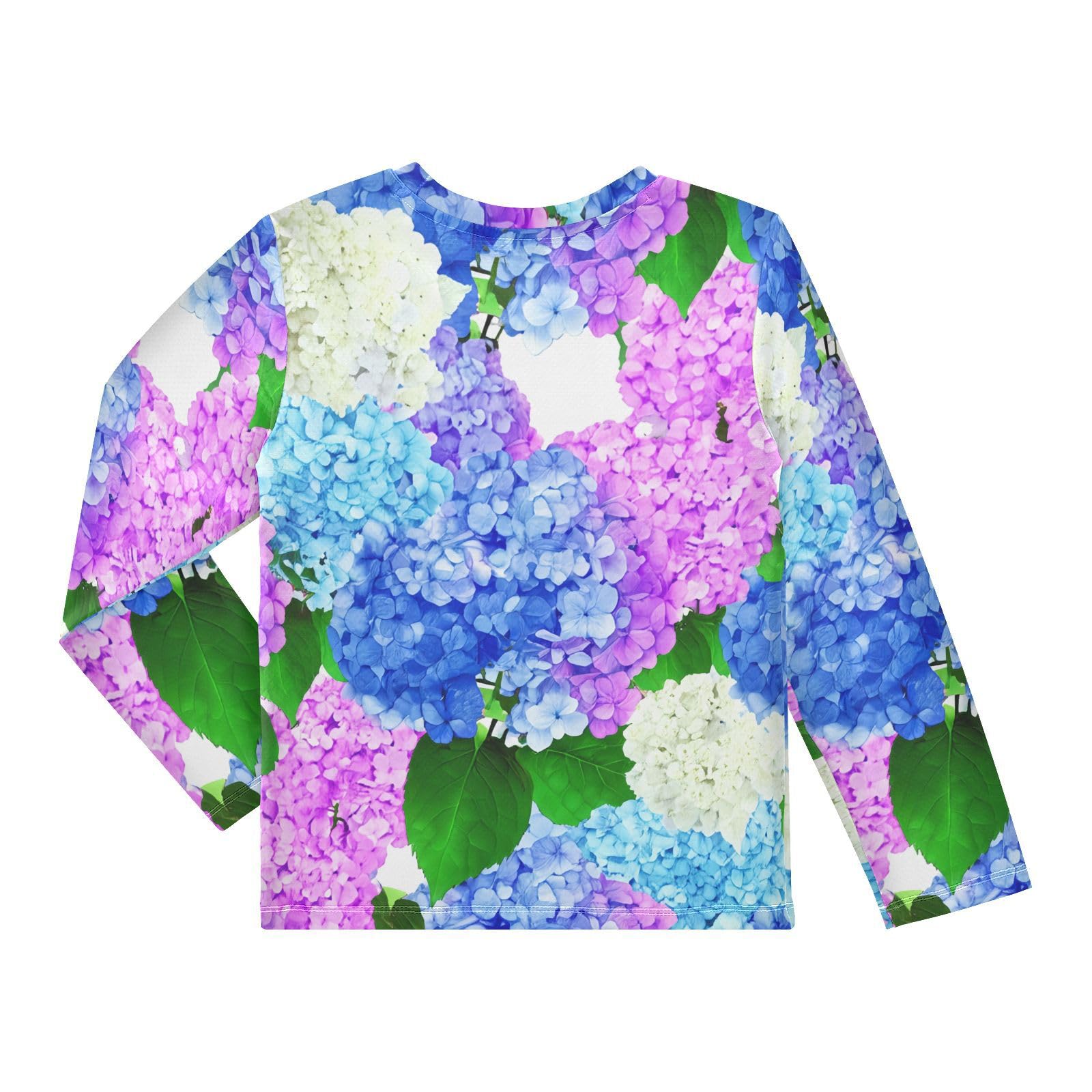 Hydrangea Leaves Blue Purple Boy's Rash Guard Swim Shirt Long Sleeve Sun Shirt for Kids Toddlers UPF50+ 4T