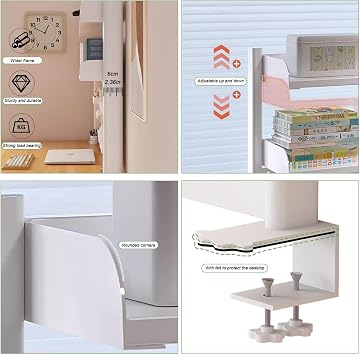 Clamp On Desk Organizer Shelf,White Desk Extender Pegboard Workstation,Computer Desk Accessories for Office, Privacy Panel for Gaming Desk,23.6/31.4/39.3in Desktop Shelving (white, 80cm/31.4in)