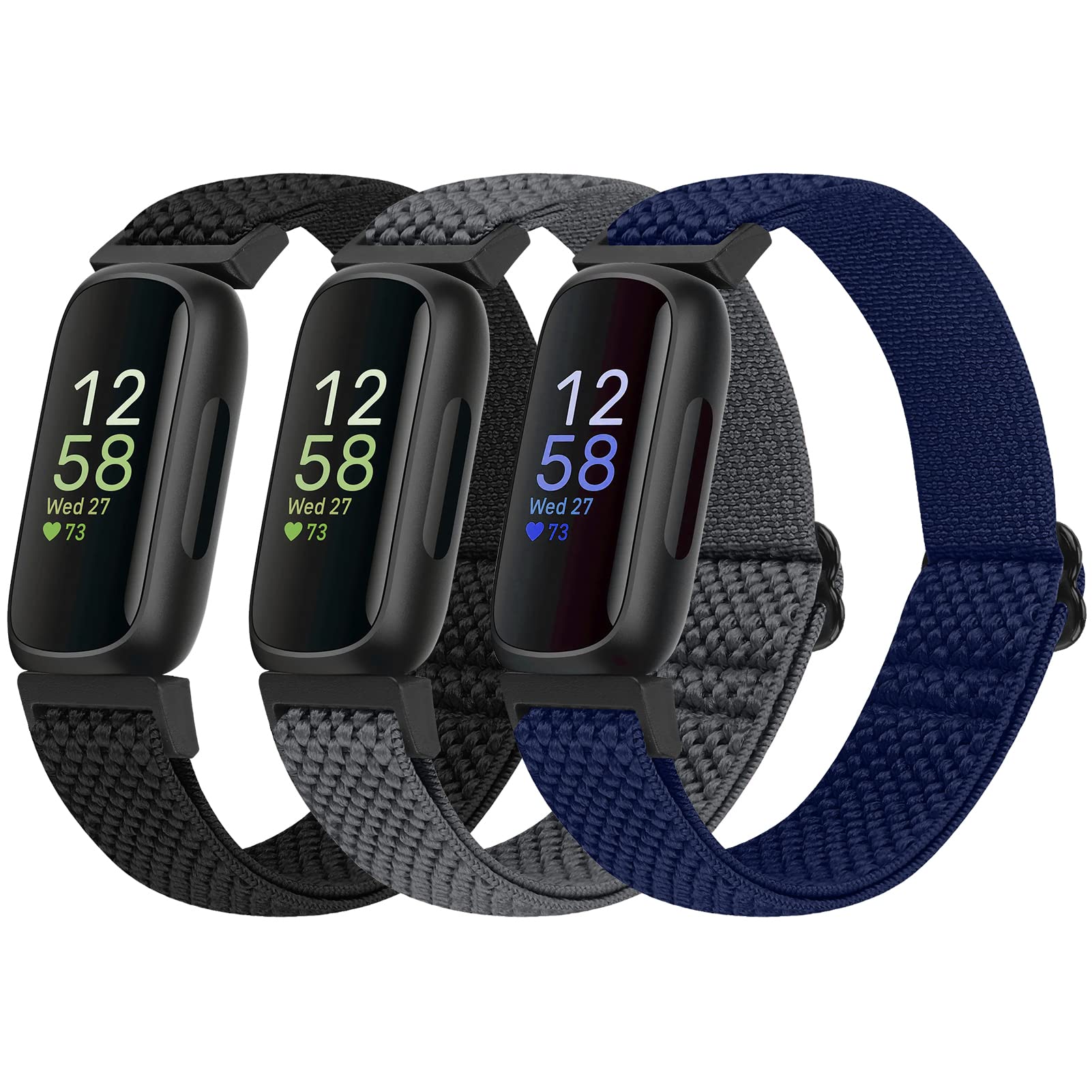 Bcuckood Elastisches Armband Kompatibel mit Fitbit Inspire 3/Inspire 2/Inspire/Inspire HR/Ace 2/Ace 3, Verstellbares Ersatzarmband Damen Herren Kinder Dehnbare Weiche Sport Nylon Armband