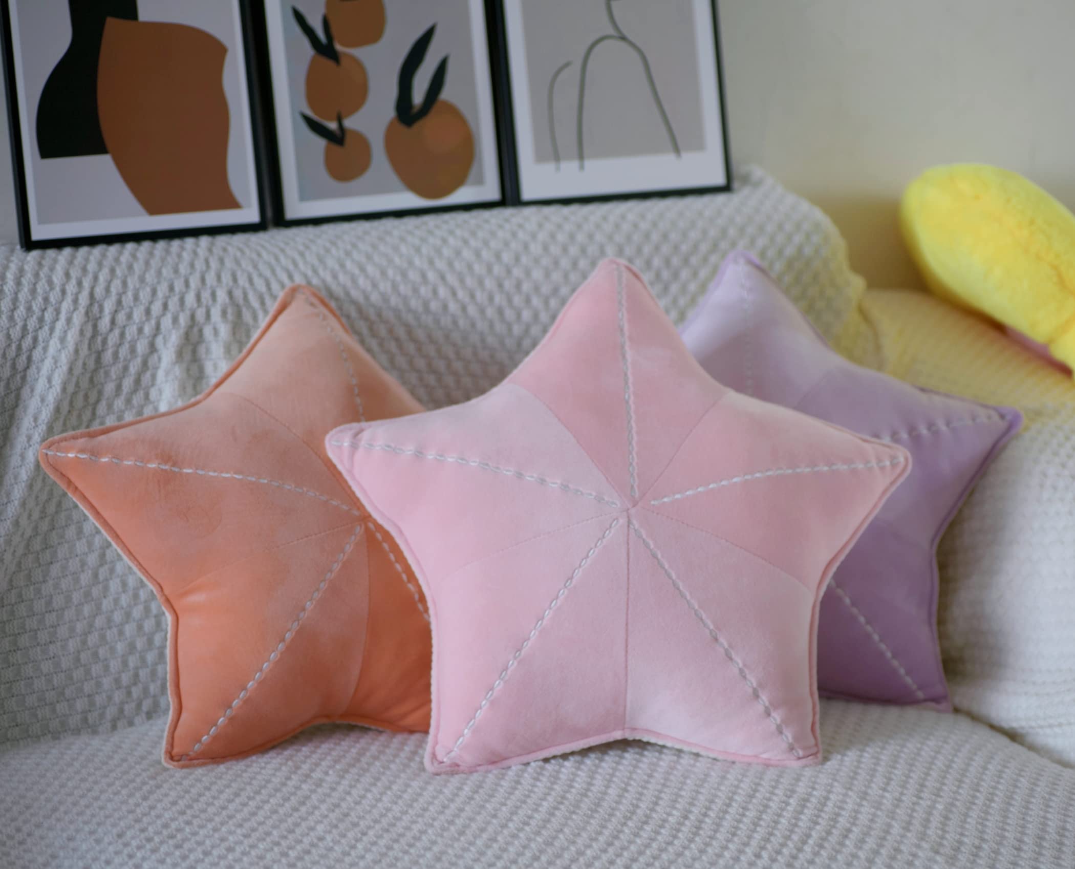 HXIYAN Starfish, Shell Plush Pillow, Car & Waist Cushion, Interesting Characteristic Chair Cushion (Star Pink, 19.6in)
