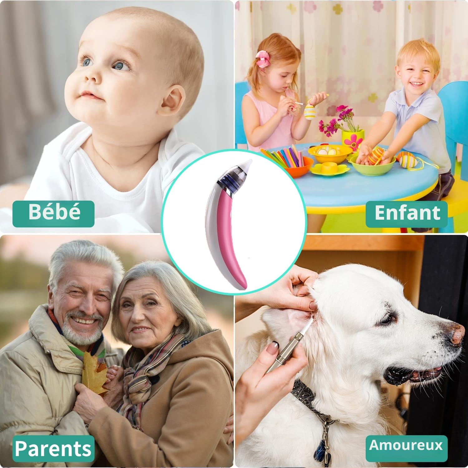 Aspirateur de Cérumen,Extracteur de cérumen électrique, sûr et doux à 360 °,convient aux enfants et aux personnes