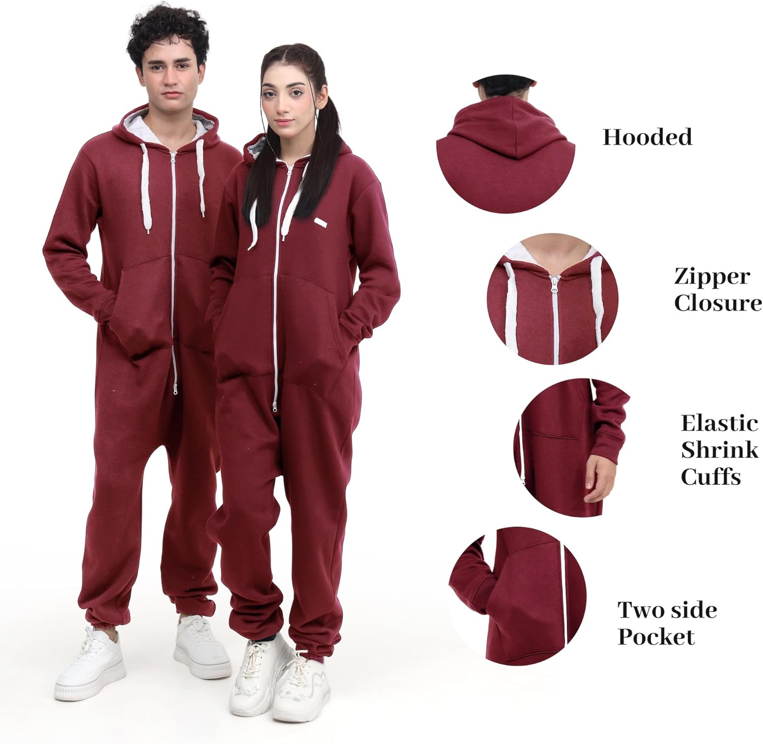 Adult Onesie Pajama for Men & Women | One Piece Hooded Jumpsuit, Ultra Soft Fleece | Loungewear, Sportwear - Image 3