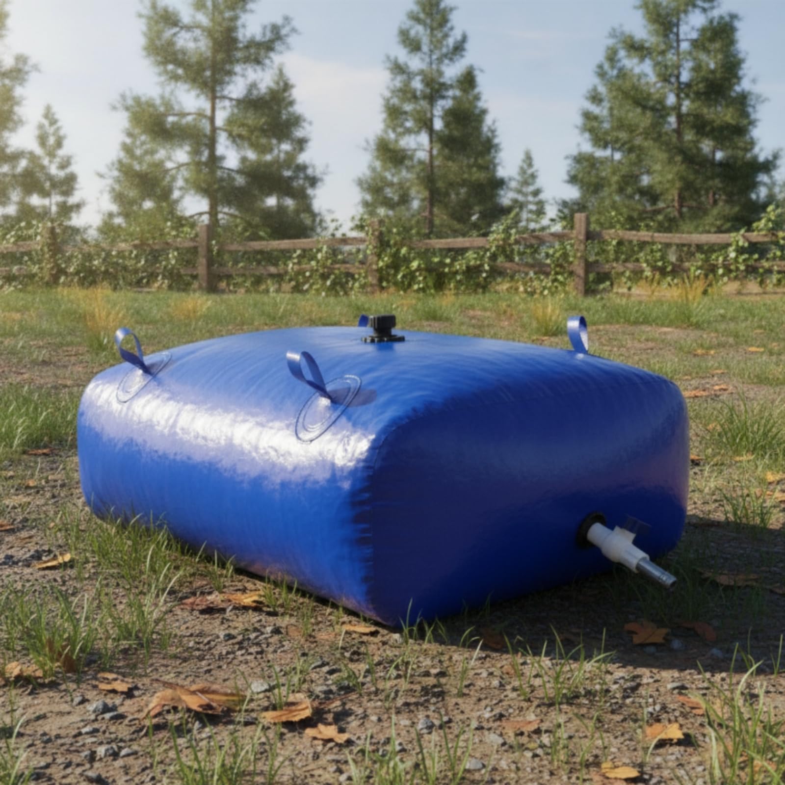 Gralara Depósito de Agua Plegable Bolsa de Agua Tanque Blando Contenedor Flexible Bidón Portátil y Salida Inferior PVC con Asas Apto para Camping Viajes en Coche Jardín, 400L