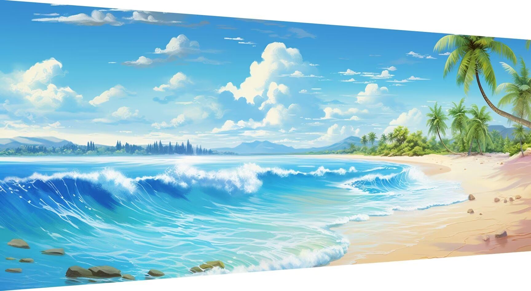 Qiaoqoo 5D Diamond Painting Sonnenuntergang, DIY Diamant Painting Bilder Boot, Diamand Painting Erwachsene Groß xxl, Kinder Diamant kunst Set mit Diamond Painting Zubehör, Home Wand Décor 125x50cm