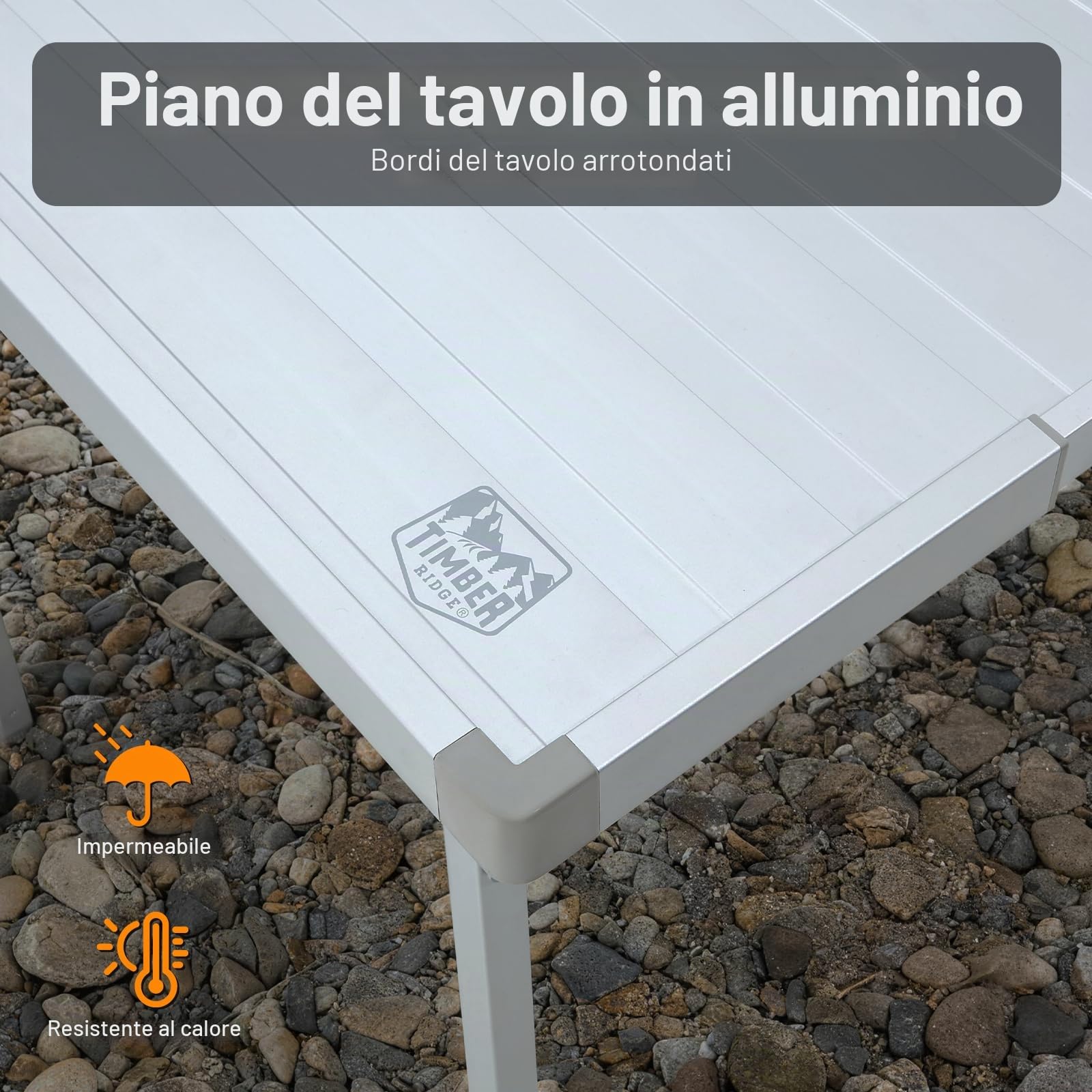 TIMBER RIDGE Tavolo da campeggio pieghevole 94/129 x 70 cm tavolo da giardino allungabile per 4-6 persone tavolo in alluminio regolabile in altezza con borsa da trasporto per picnic e outdoor