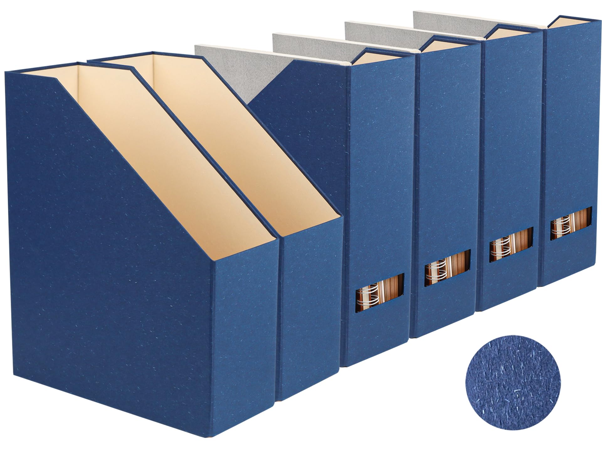 Magazine Holder - File Holder and Desk Organizer, Cardboard Book Organizer and Storage Box for Documents, Magazine Holder Rack for Office, Home and Classroom (Classic Blue, 6-Pack)
