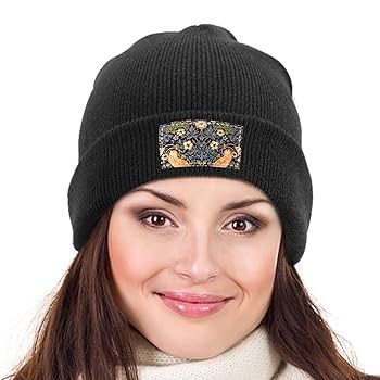 ニット帽　手編み　ニットキャップ　ビーニー　男女兼用　ハンドメイド　防寒 Amazon.co.jp: ニット帽 柄はいちご泥棒 ニットキャップ
