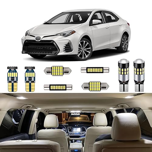 6 Piece White Interior LED Lights Kit for Toyota Corolla