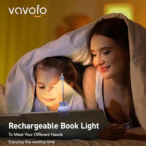 Miniatura 2 de VAVOFO - Luz de lectura recargable para leer, 7 LED con 9 niveles de luz cálida, fría y luz diurna, lámpara para el cuidado de los ojos con