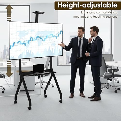 Miniatura 4 de FASDRESSMobile TV Display Stand for 42-75in Interactive Whiteboards & TVs Adjustable Mobile Floor Stand with 360 Rotating Wheels for E-Learning &