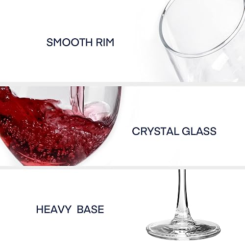 Miniatura 3 de UMEIED All Purposed - Juego de 12 copas de vino, clásicas para vino tinto y blanco, aptas para lavavajillas, transparentes