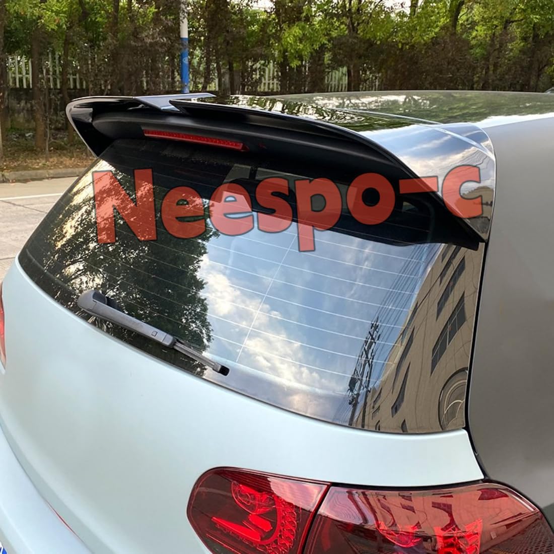 Rear Window Spoiler Roof Wing Compatible with Volkswagen VW GTI 2010-2014 (Golf MK6 GTI Model Only), Gloss Black Oettinger-Style Top Wing Lip Exterior Accessories