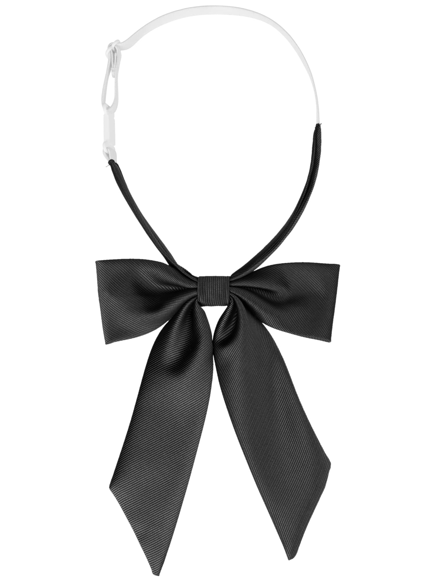 Elerevyo Women's Black Bow Ties Solid Color Western Ribbon Pre-Tied Bowties For School Uniform One Size