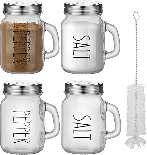 Miniatura 16 de 2 botellas de vidrio para especias de 4 onzas, saleros, botellas de especias para el hogar, salero y pimentero, tarro de condimentos multiusos para